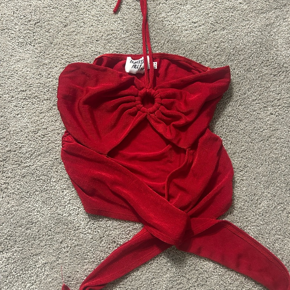 Princess Polly Red Halter Crop Top
